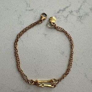 Gorjana Arrow and Love Key Charm Double Gold Bracelet